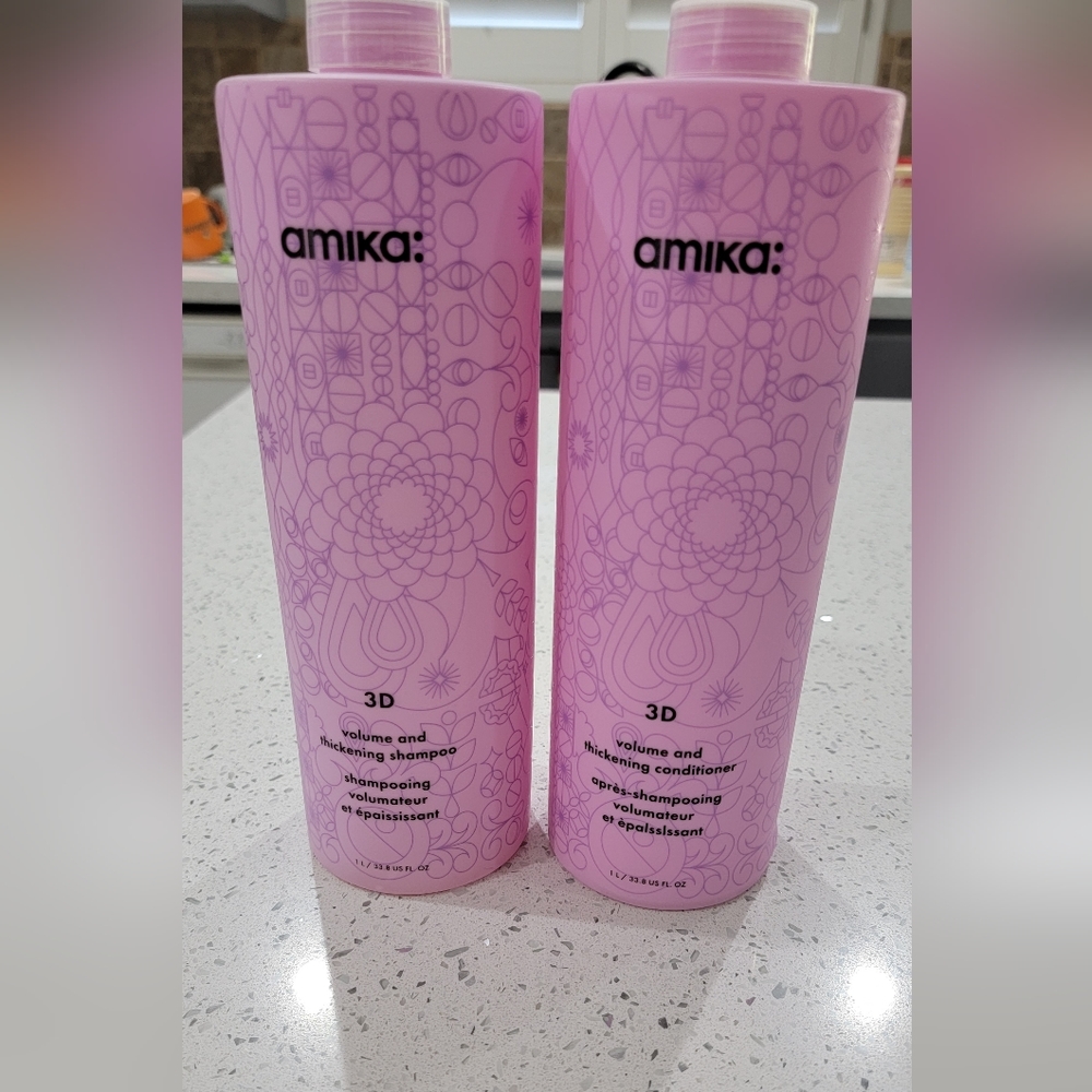 Amika 3D volume and thickening shampoo and conditioner 1LT each 33.8oz bottles